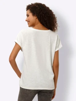 Shirts|heine Rundhalsshirt mit Glanz-Druck ecru