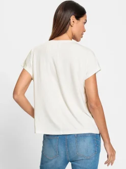 Shirts|heine Rundhalsshirt mit Glitzersteinchen ecru
