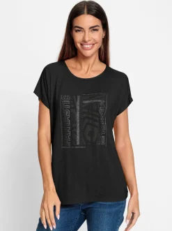 Shirts|heine Rundhalsshirt mit Glitzersteinchen schwarz