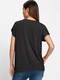 Shirts|heine Rundhalsshirt mit Glitzersteinchen schwarz