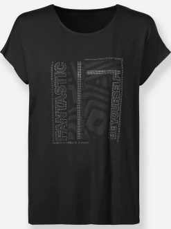 Shirts|heine Rundhalsshirt mit Glitzersteinchen schwarz