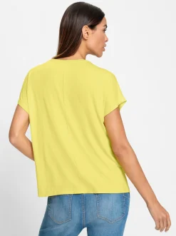 Shirts|heine Rundhalsshirt mit Glitzersteinchen limone