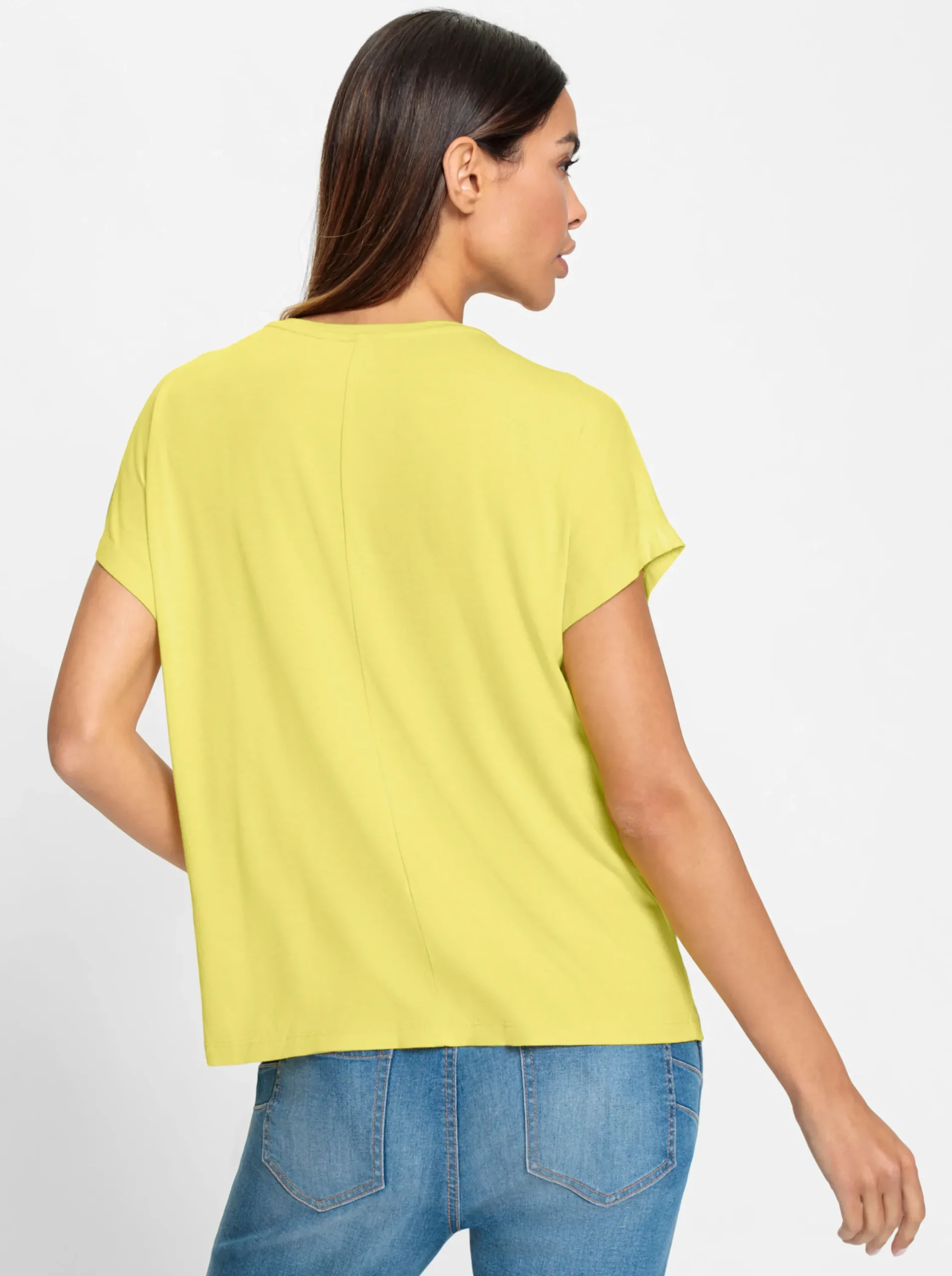 Shirts|heine Rundhalsshirt mit Glitzersteinchen limone