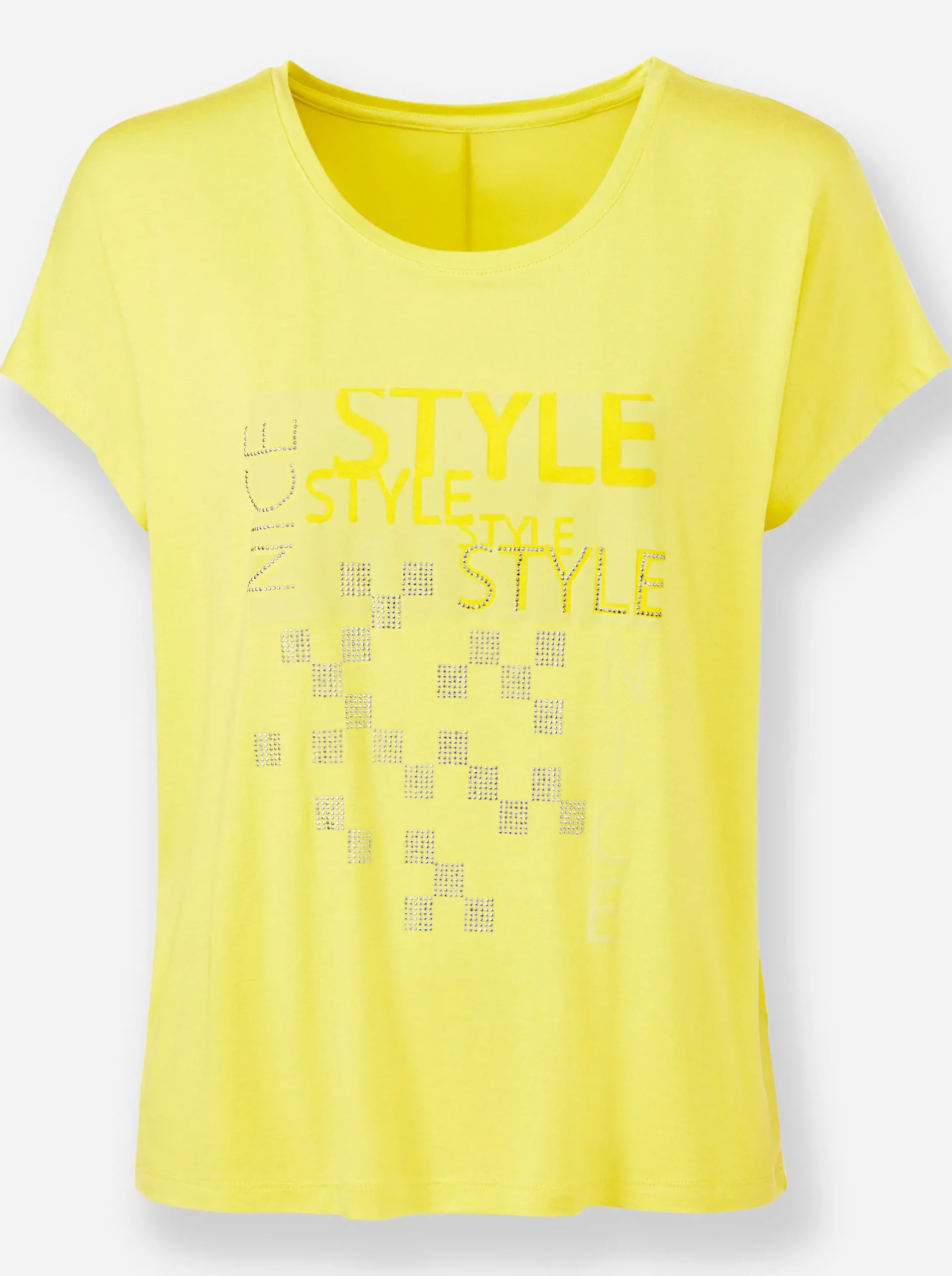 Shirts|heine Rundhalsshirt mit Glitzersteinchen limone