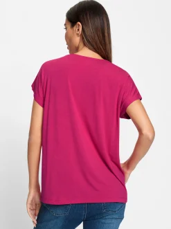 Shirts|heine Rundhalsshirt mit Glitzersteinchen pink