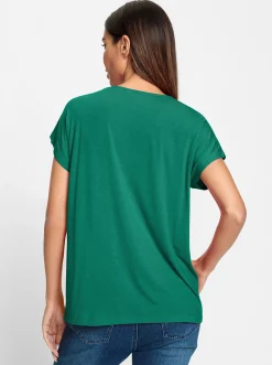 Shirts|heine Rundhalsshirt mit Glitzersteinchen grün