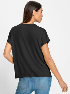 Shirts|heine Rundhalsshirt mit Glitzersteinchen schwarz