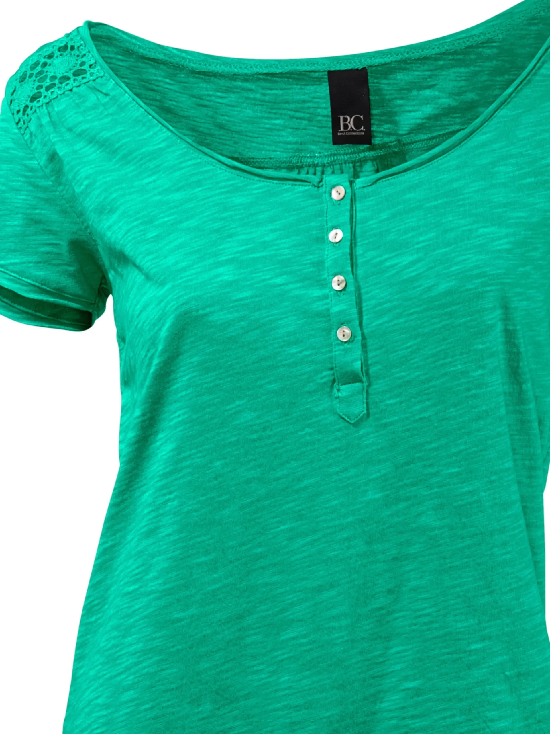 Strandmode|heine Rundhalsshirt mit Gummizug-Bund grün