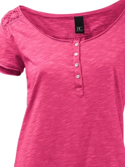 Strandmode|Shirts|heine Rundhalsshirt mit Gummizug-Bund pink