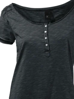Strandmode|heine Rundhalsshirt mit Gummizug-Bund schwarz