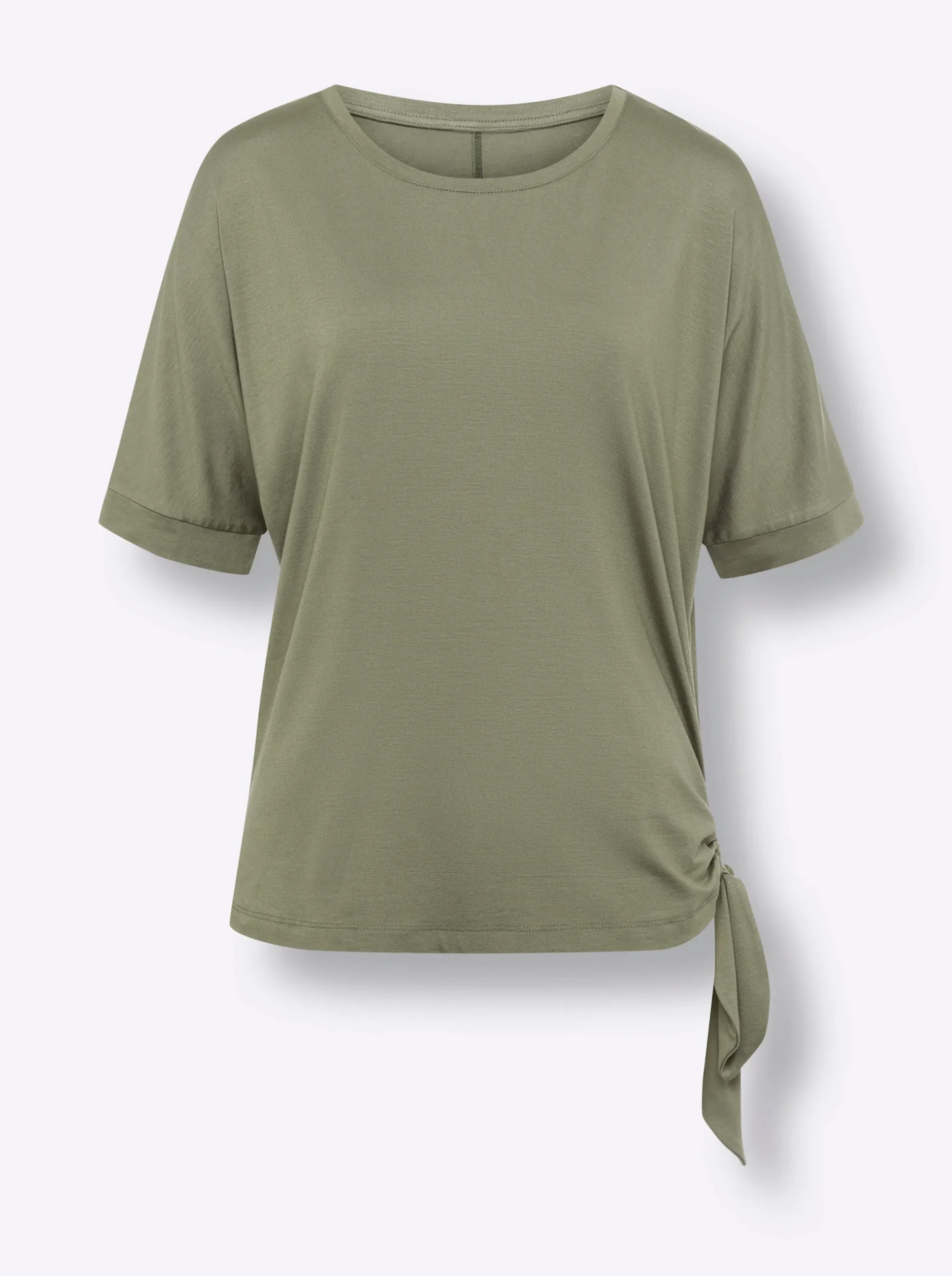 Shirts|heine Rundhalsshirt mit Knoten-Detail am Saum khaki