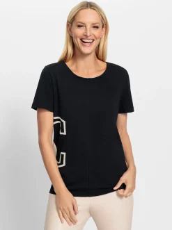 Shirts|heine Rundhalsshirt mit Lettering schwarz