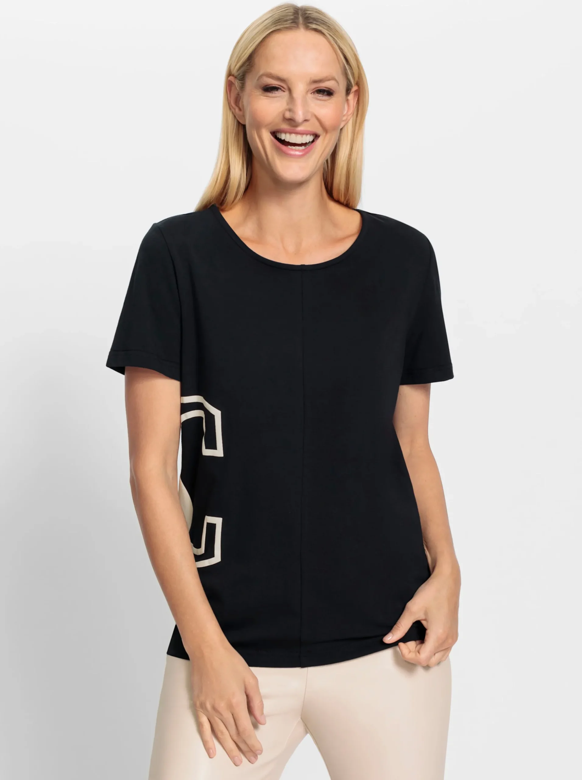 Shirts|heine Rundhalsshirt mit Lettering schwarz