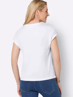 Shirts| Rundhalsshirt mit Lochstickerei ecru