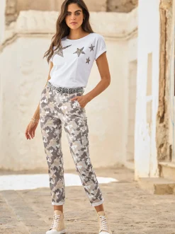 Shirts|heine Rundhalsshirt mit Pailletten weiß