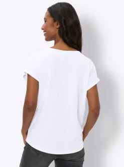 Shirts|heine Rundhalsshirt mit Pailletten weiß