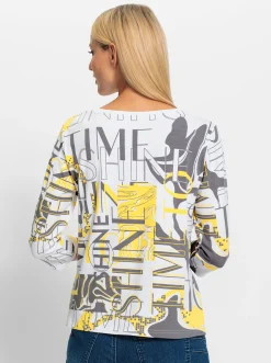 Shirts|heine Rundhalsshirt mit Print-Dessin sonnengelb-schwarz-bedruckt