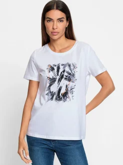 Shirts|heine Rundhalsshirt mit Print-Dessin weiß