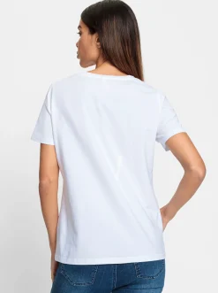 Shirts|heine Rundhalsshirt mit Print-Dessin weiß