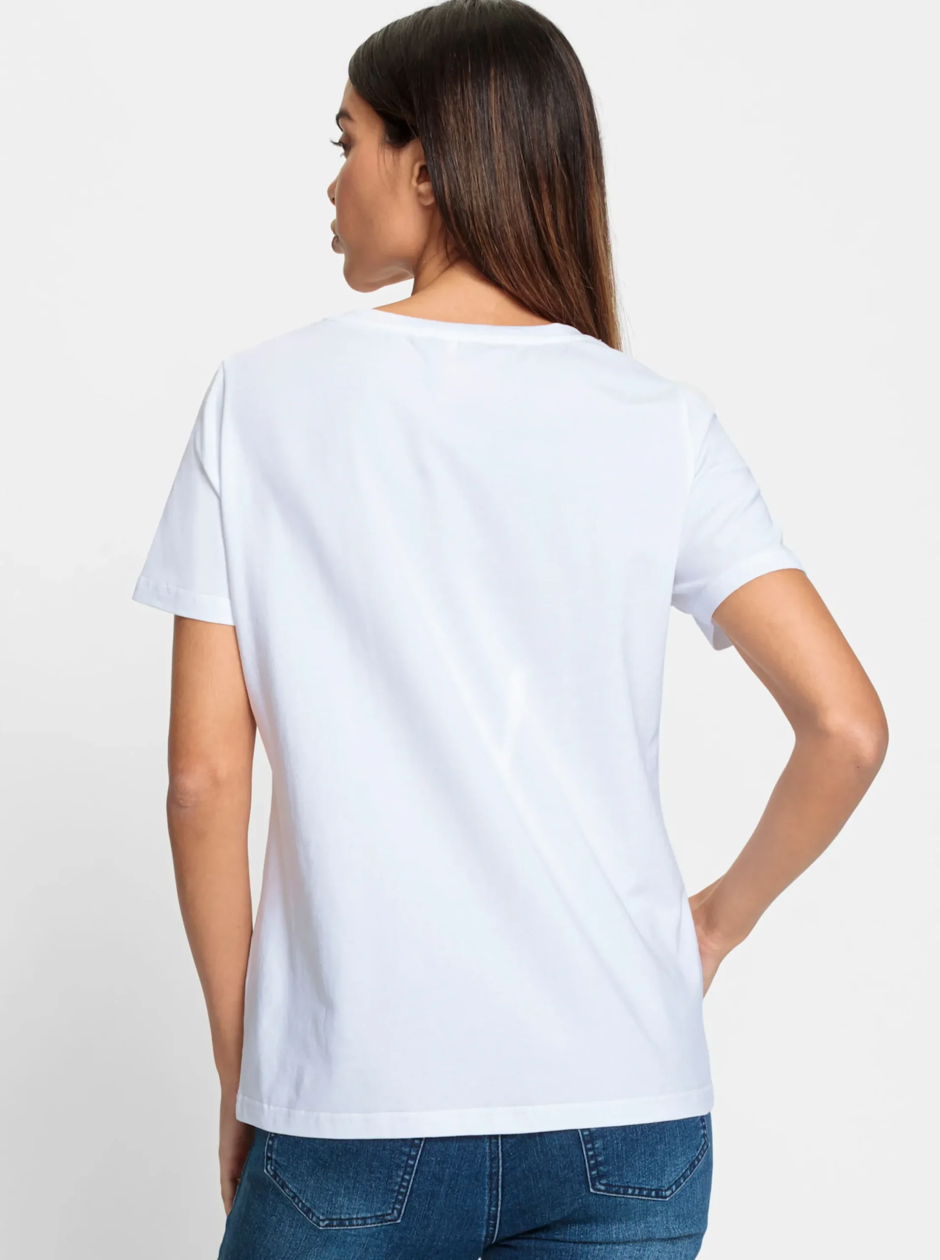 Shirts|heine Rundhalsshirt mit Print-Dessin weiß
