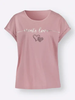 Shirts| Rundhalsshirt mit Ärmel-Aufschlag hortensie