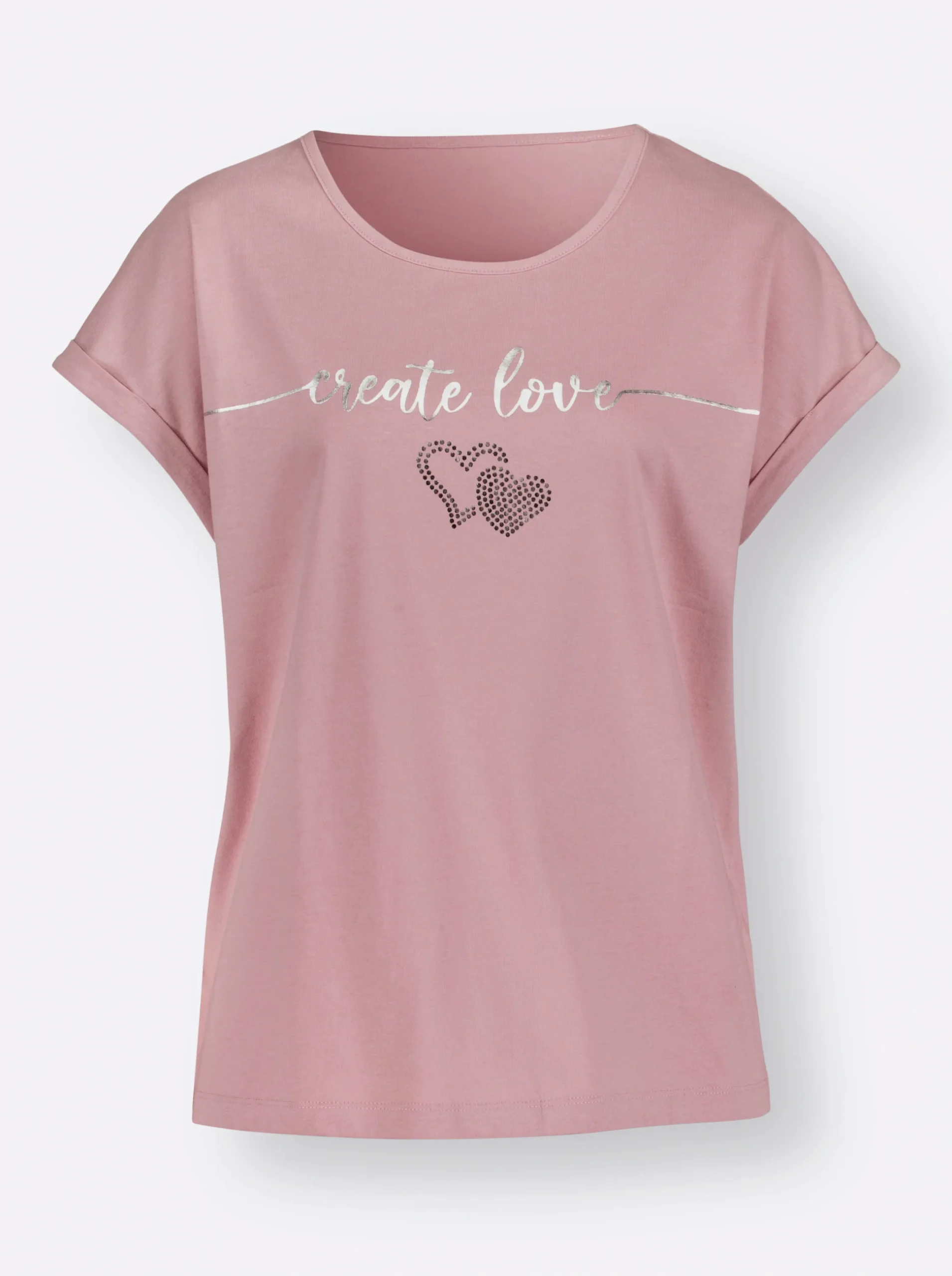Shirts| Rundhalsshirt mit Ärmel-Aufschlag hortensie