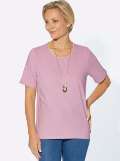 Shirts| Rundhalsshirt mit Satin-Paspelierung rosé