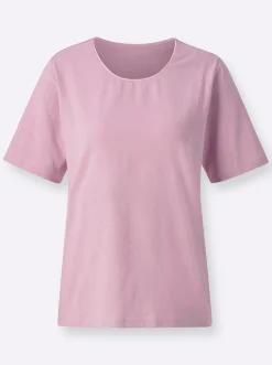 Shirts| Rundhalsshirt mit Satin-Paspelierung rosé