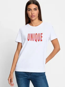 Shirts|heine Rundhalsshirt mit Schriftzug weiß