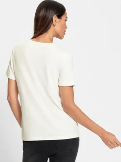 Shirts|heine Rundhalsshirt mit Steinchen-Verzierung ecru