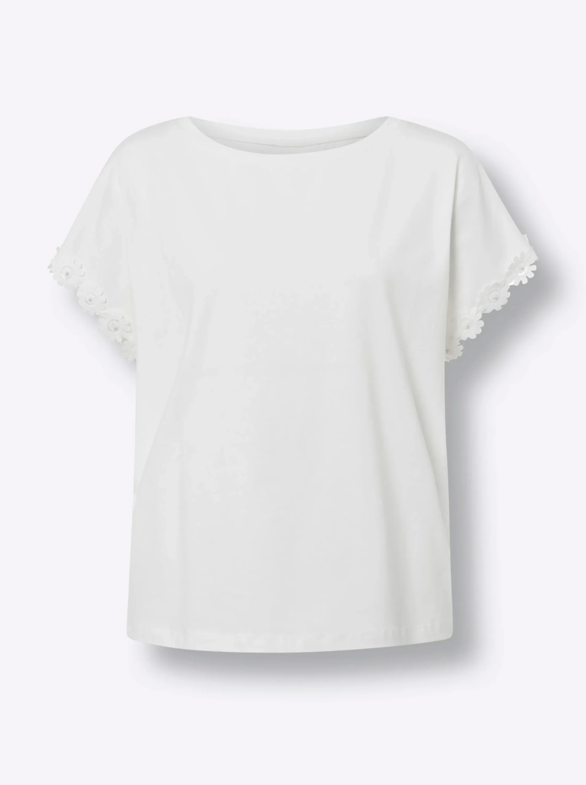 Shirts|heine Rundhalsshirt mit Zierperlen ecru
