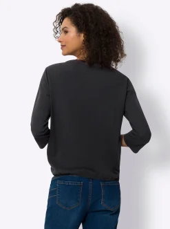 Shirts|heine Rundhalsshirt mit Zierperlen schwarz