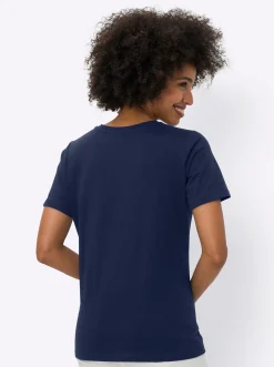Shirts|heine Rundhalsshirt mit Zierperlen marine