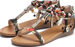 Sandalen & Sandaletten|LASCANA Sandale schwarz-rot-braun-bunt