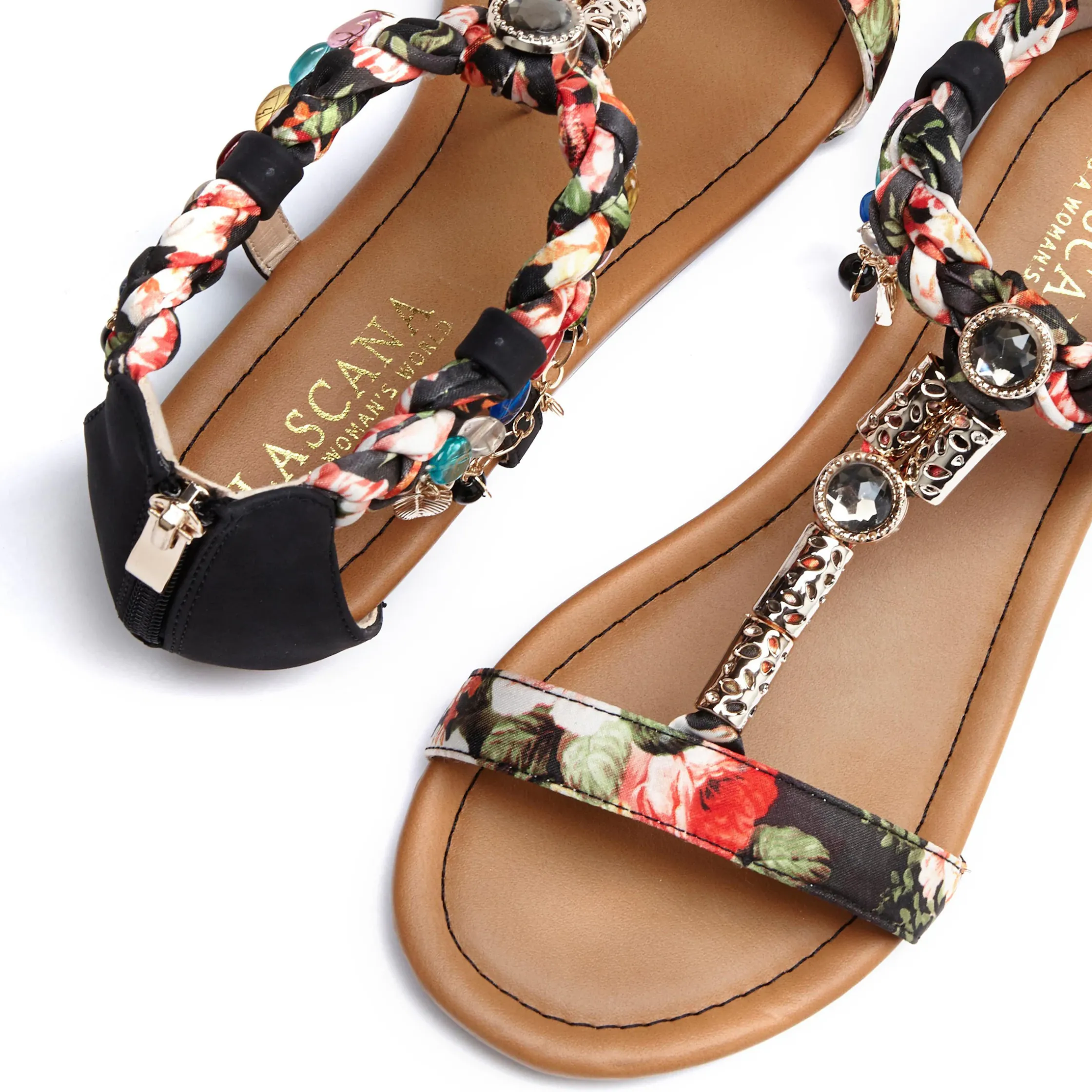 Sandalen & Sandaletten|LASCANA Sandale schwarz-rot-braun-bunt