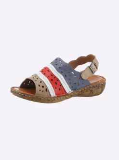 Sandalen & Sandaletten|airsoft modern+ Sandale in mehrfarbiger Optik jeansblau-rot