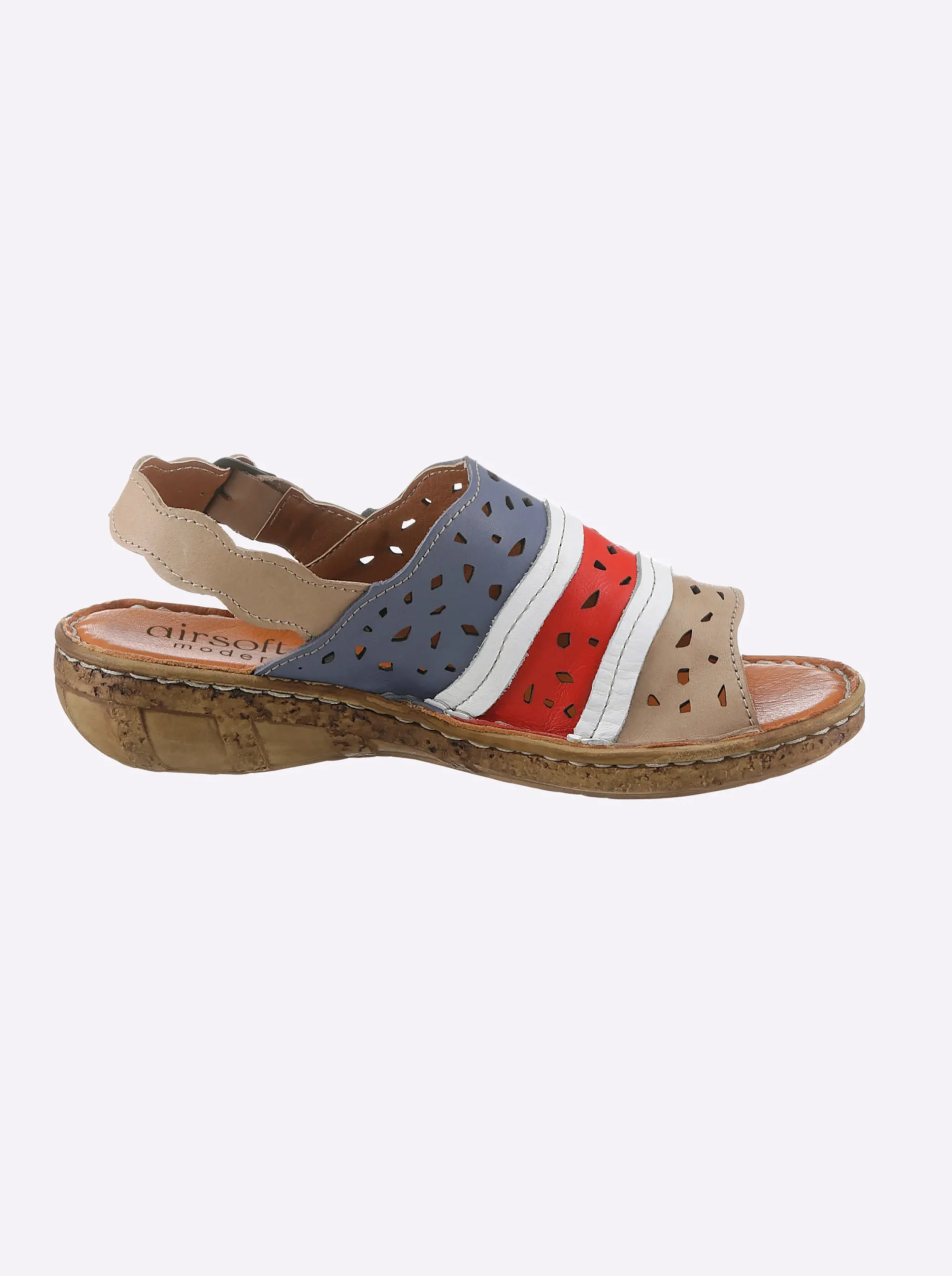 Sandalen & Sandaletten|airsoft modern+ Sandale in mehrfarbiger Optik jeansblau-rot