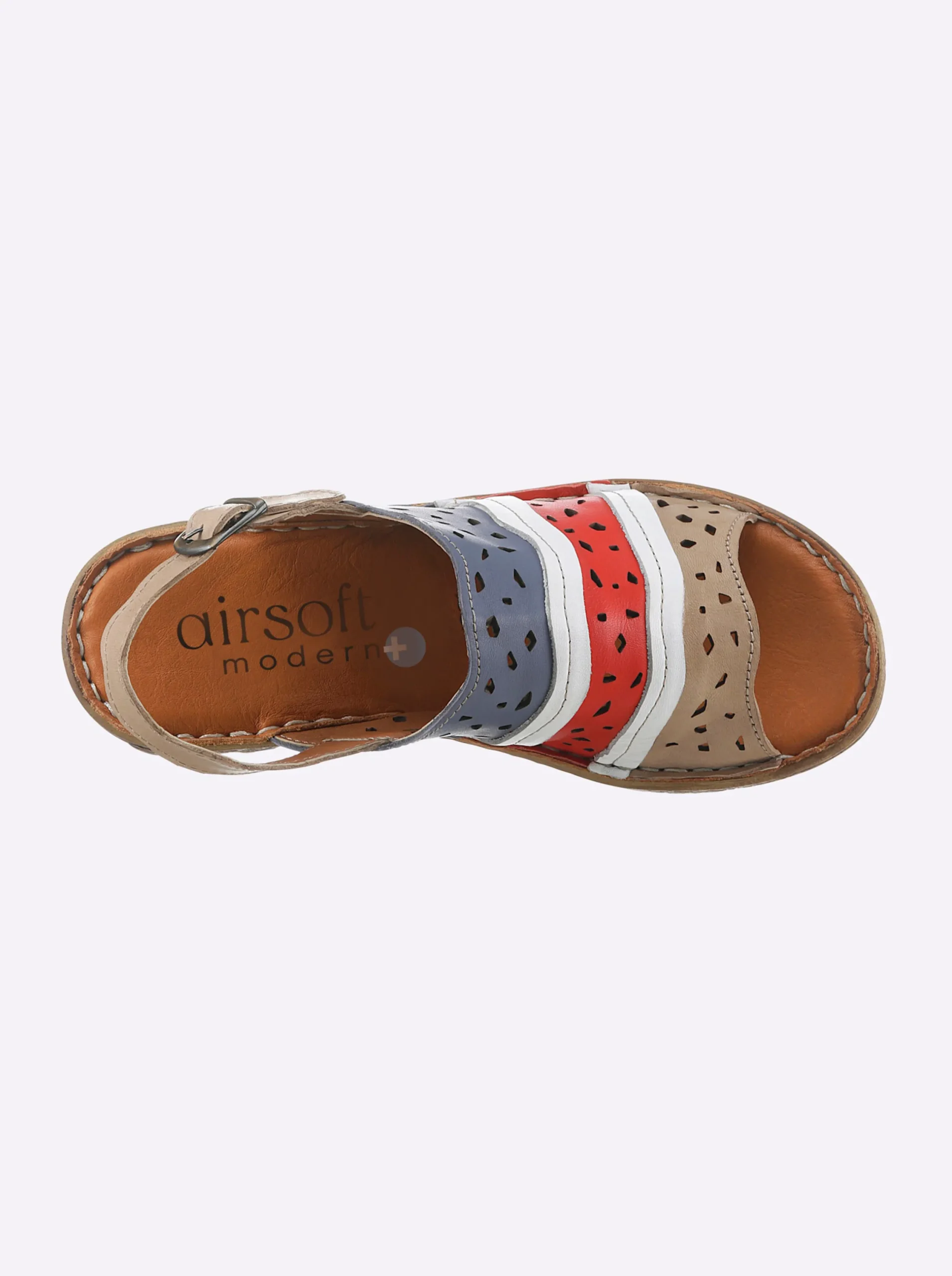 Sandalen & Sandaletten|airsoft modern+ Sandale in mehrfarbiger Optik jeansblau-rot