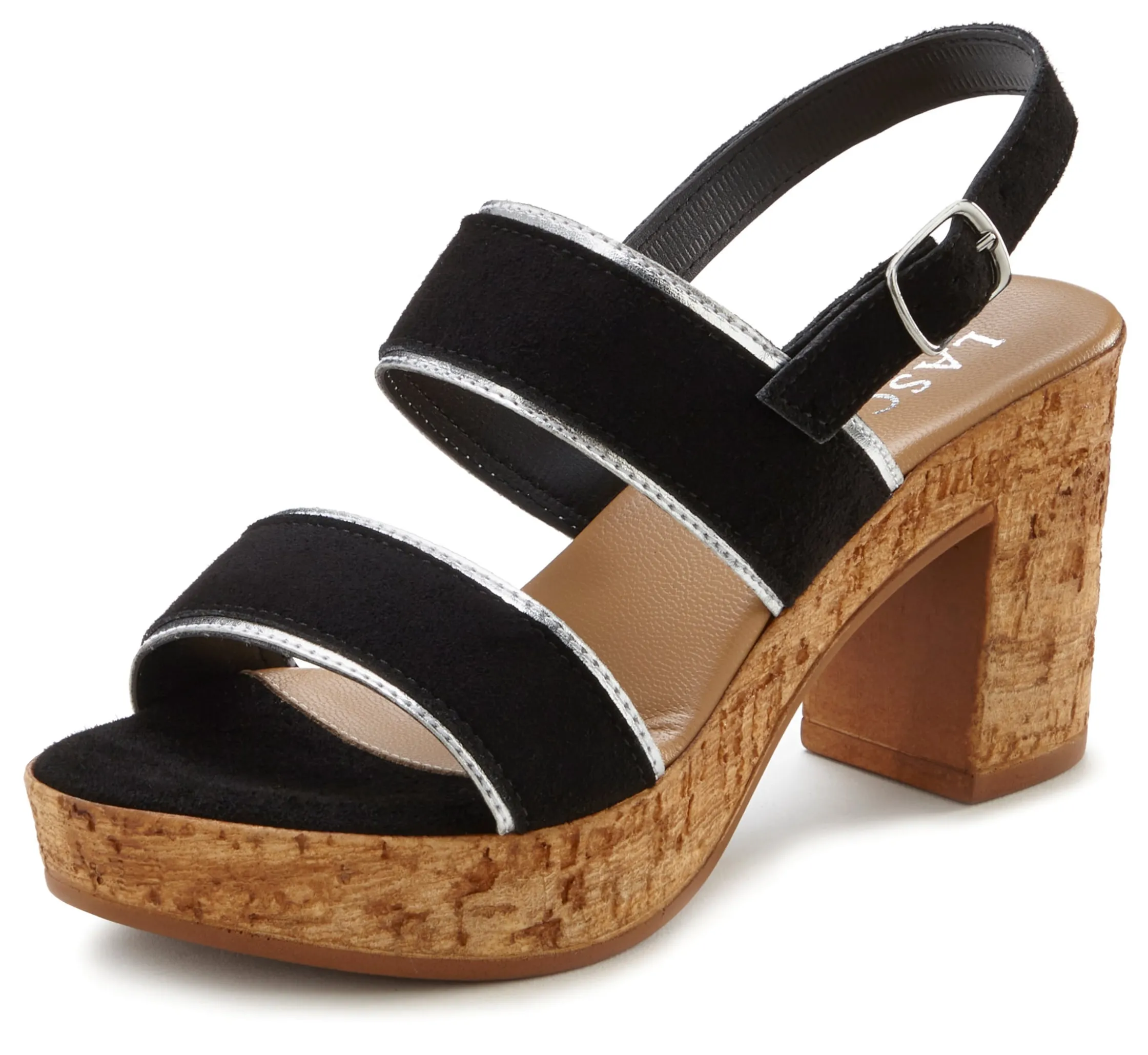 Sandalen & Sandaletten|LASCANA Sandalette schwarz/silberfarben