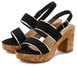 Sandalen & Sandaletten|LASCANA Sandalette schwarz/silberfarben