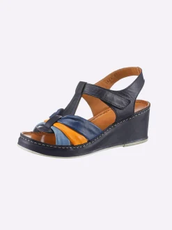 Sandalen & Sandaletten|Gemini Sandalette ganz aus Leder jeansblau