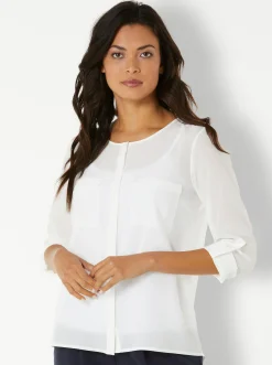 Blusen|heine Satinbluse ecru