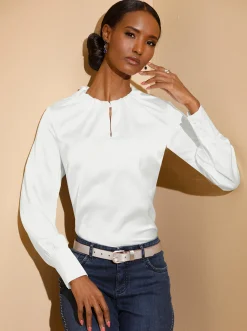 Blusen| Satinbluse ecru