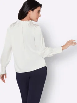 Blusen| Satinbluse ecru