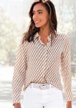 Blusen|LASCANA Satinbluse creme-camelfarben