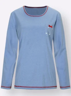 Nachtwäsche|wäschepur Schlafanzüge blau-bedruckt+blau