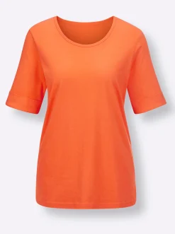 Nachtwäsche|wäschepur Schlafanzug orange-marine-bedruckt