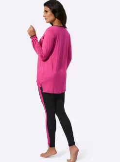 Nachtwäsche|wäschepur Schlafanzug fuchsia-schwarz