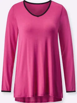 Nachtwäsche|wäschepur Schlafanzug fuchsia-schwarz