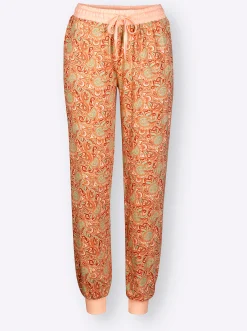 Nachtwäsche|wäschepur Schlafanzug-Hose apricot-papaya-bedruckt